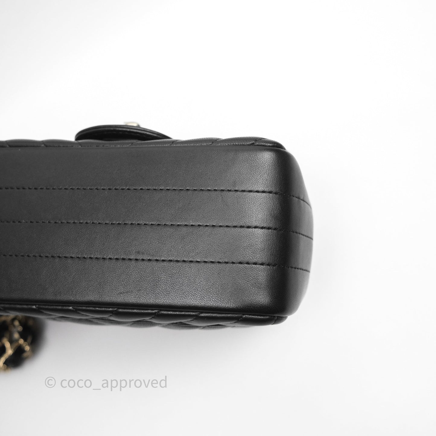 Chanel Mini Square Black Chevron Lambskin Gold Hardware
