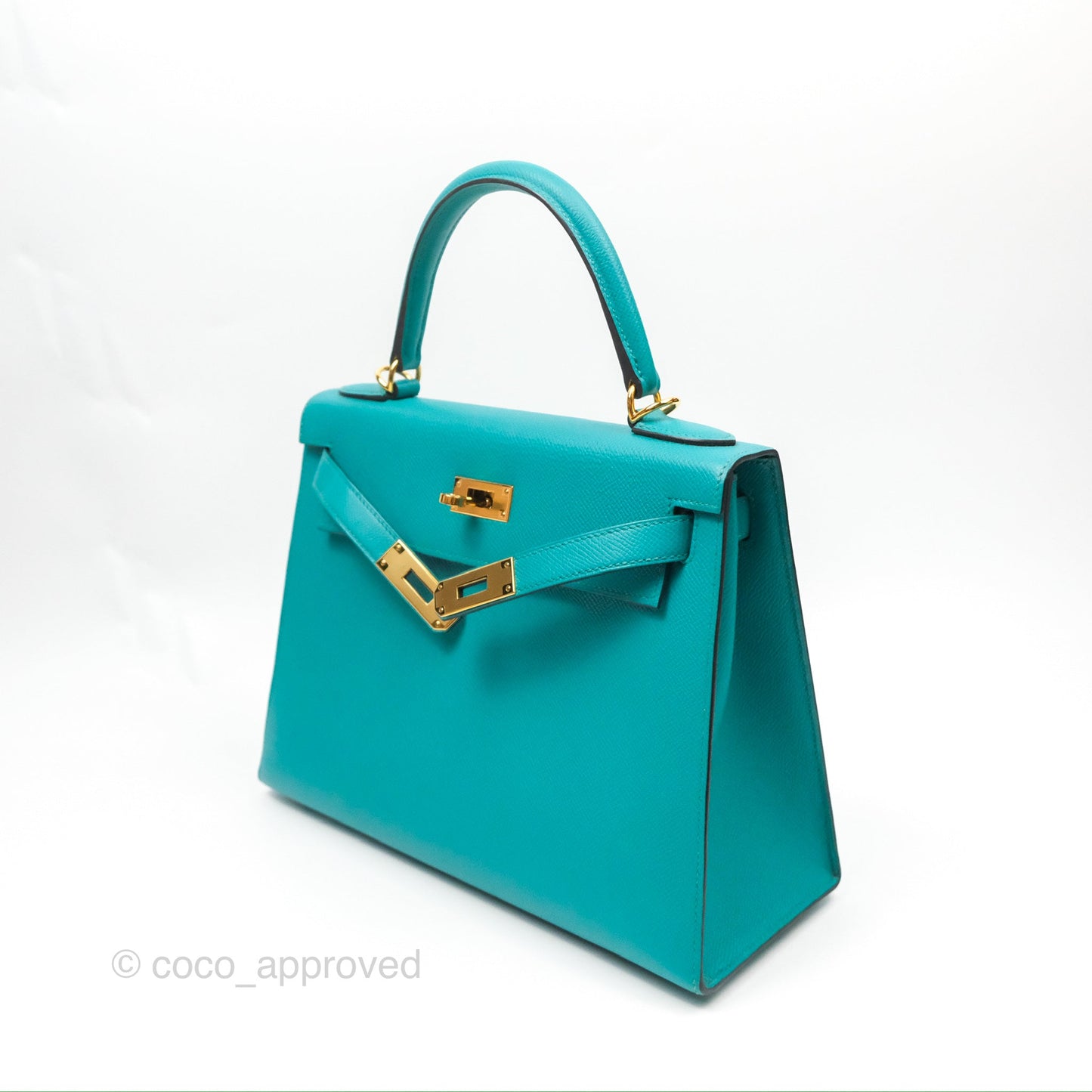 Hermès Sellier Kelly 28 Bleu Paon Epsom Gold Hardware