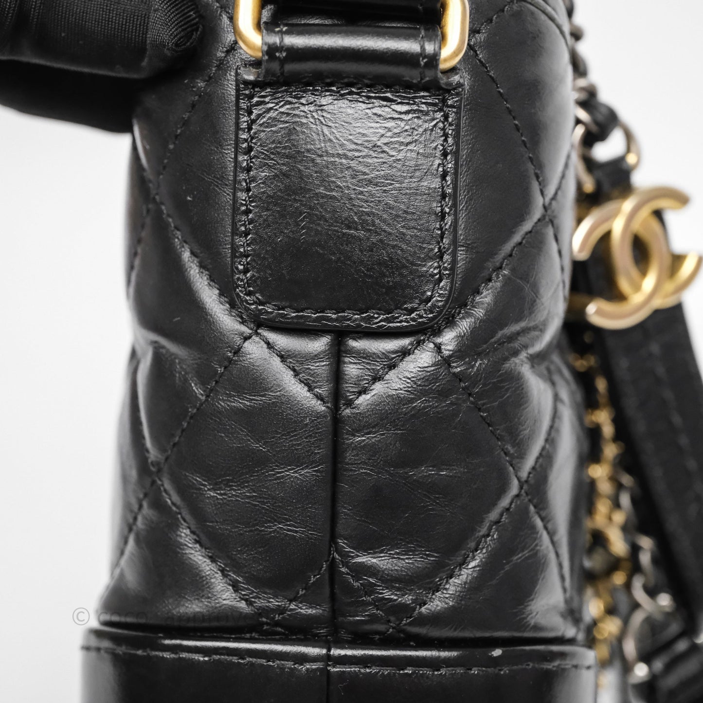 Chanel Small Gabrielle Hobo Quilted Black Aged Calfskin
