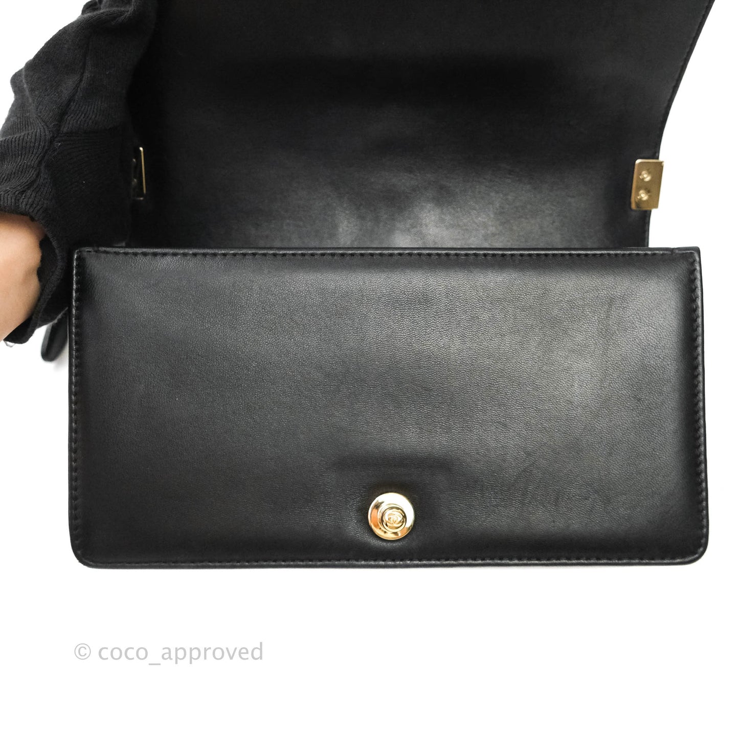 Chanel Boy Chevron Medium Black Lambskin Gold Hardware