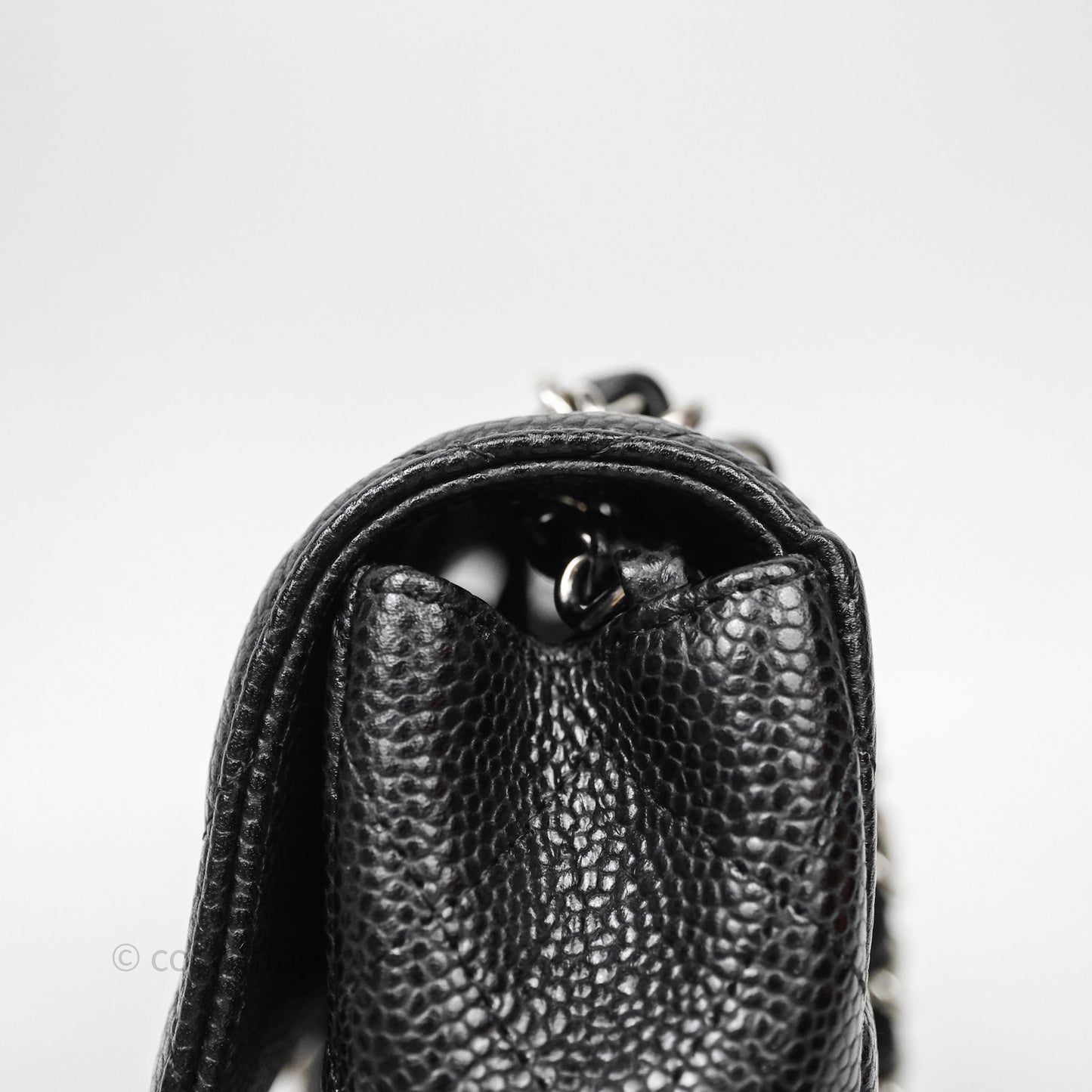 Chanel East West Flap Bag Black Caviar Silver Hardware