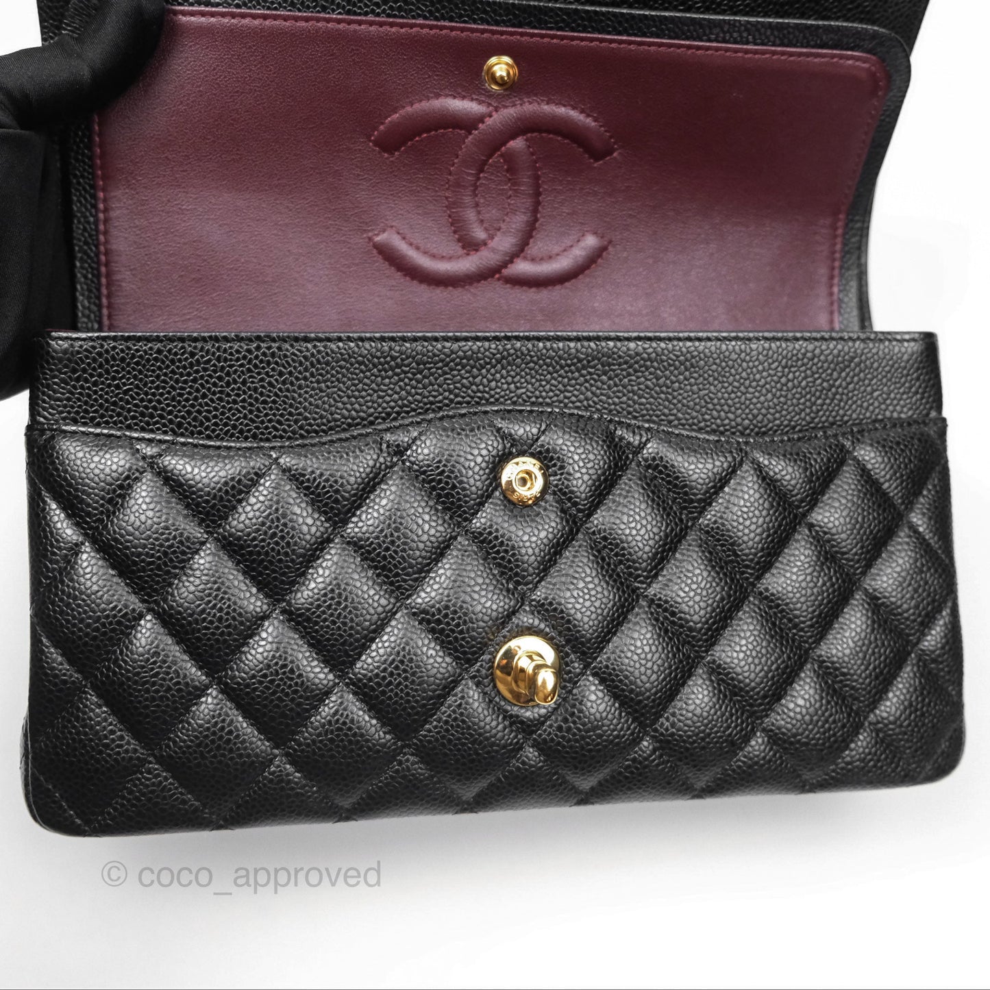 Chanel Classic M/L Medium Flap Quilted Black Caviar Gold Hardware