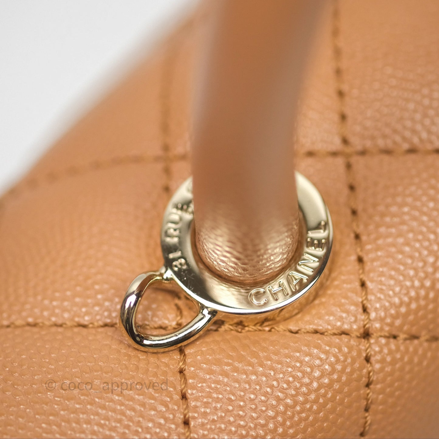Chanel Small Coco Handle Dark Beige Caramel Caviar Gold Hardware