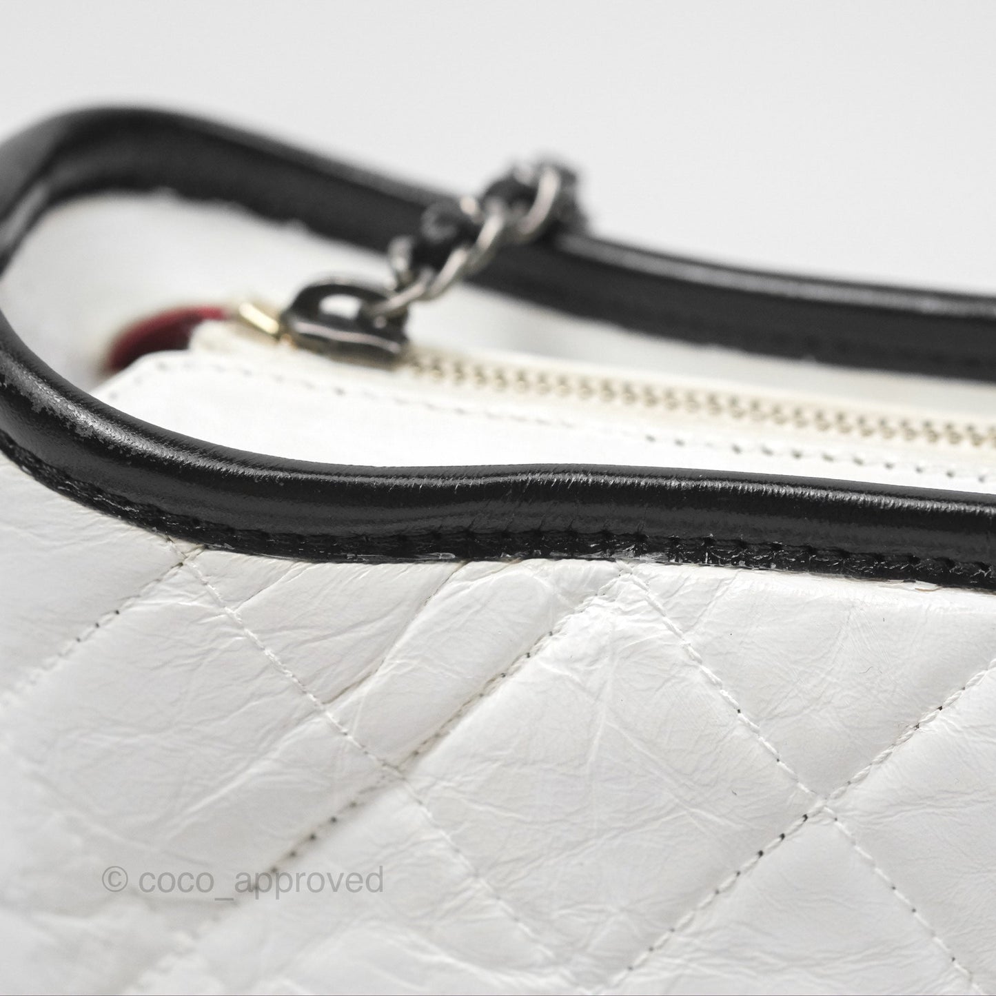 Chanel Small Gabrielle Hobo Quilted Black White Aged Calfskin
