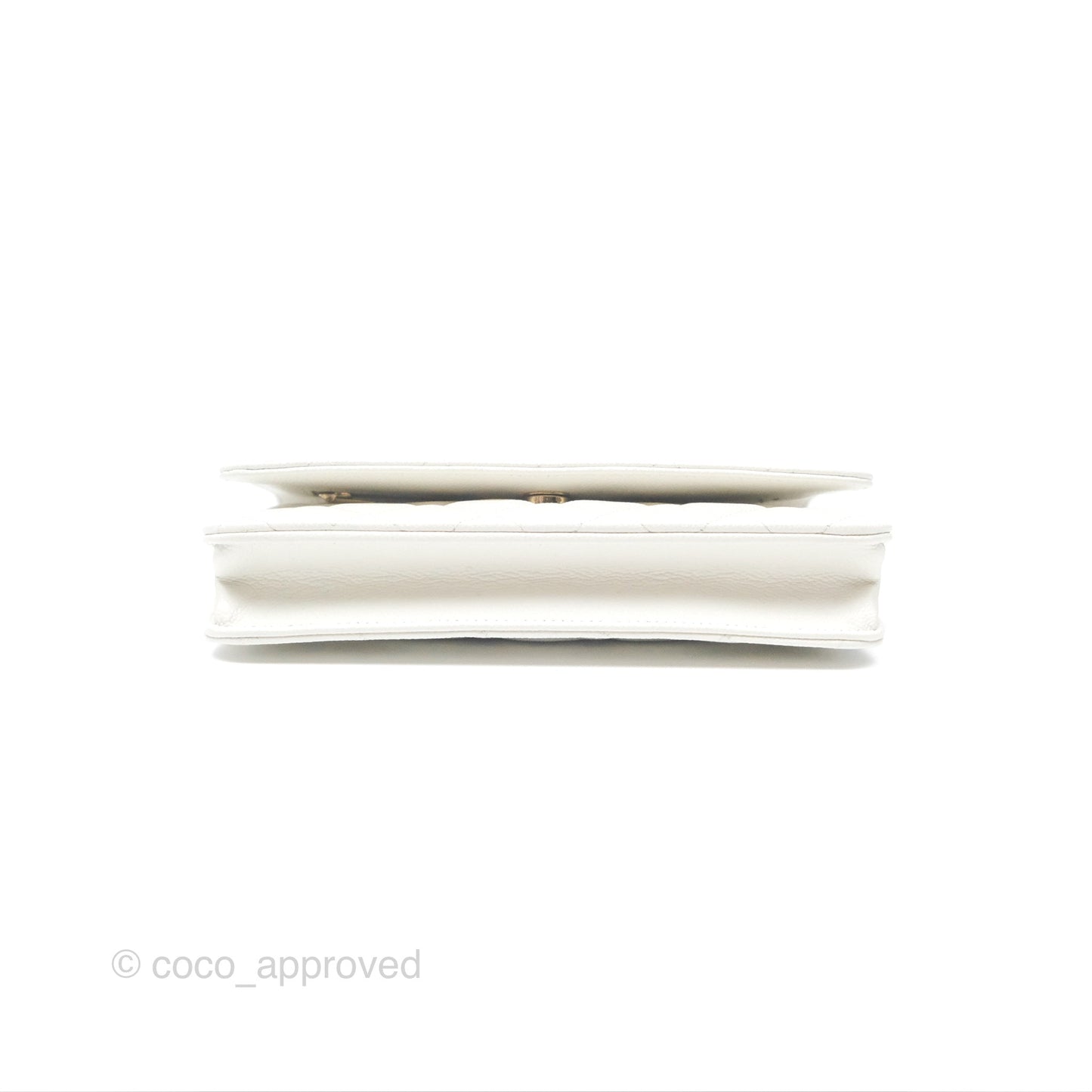 Chanel Classic Quilted Wallet On Chain WOC White Caviar Gold Hardware