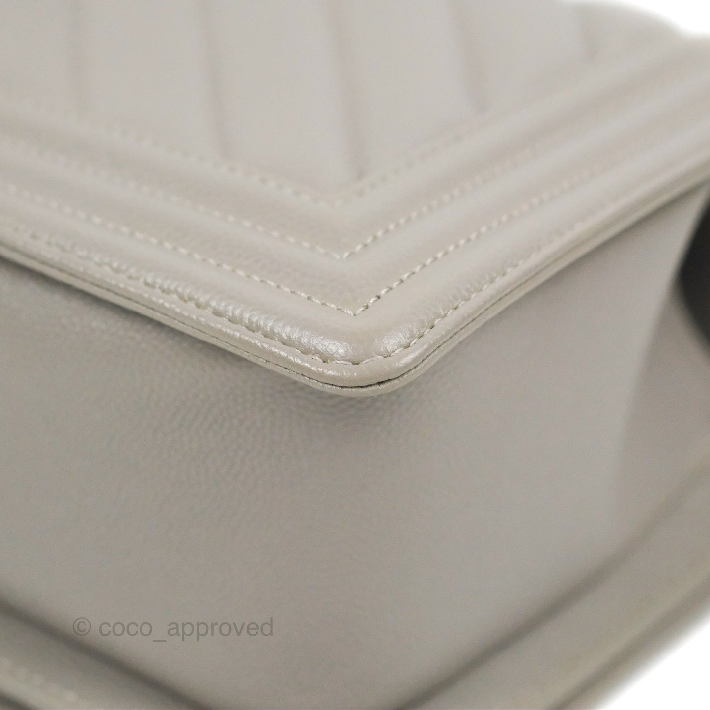 Chanel Medium Boy Chevron Grey Caviar Gold Hardware