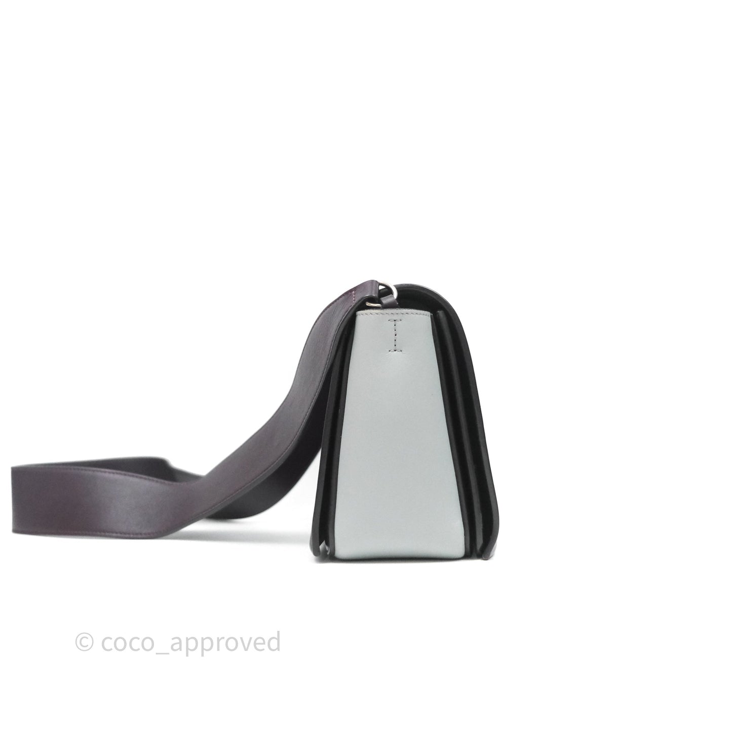 Celine Medium Frame Bag Burgundy / Pearl Blue Calfskin Silver Hardware