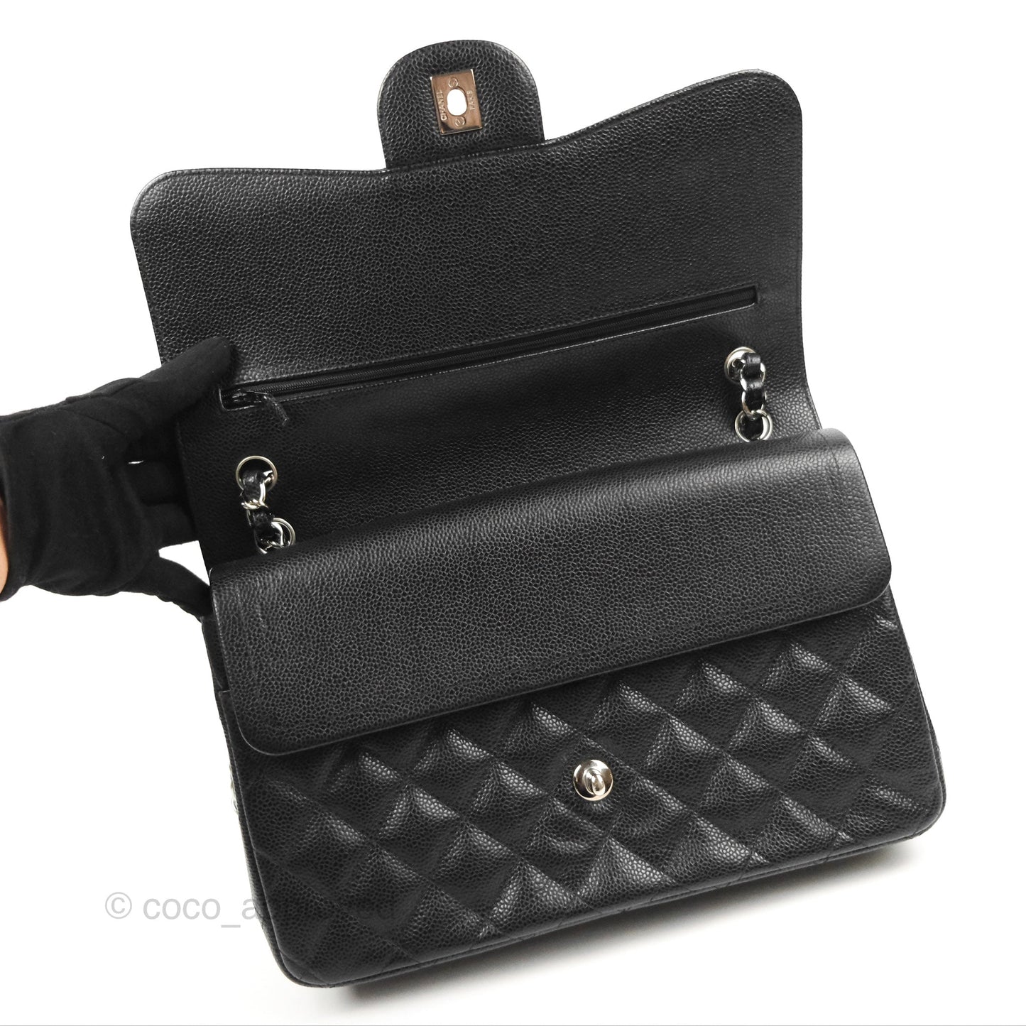 Chanel Jumbo Double Flap Black Caviar Silver Hardware⁣⁣