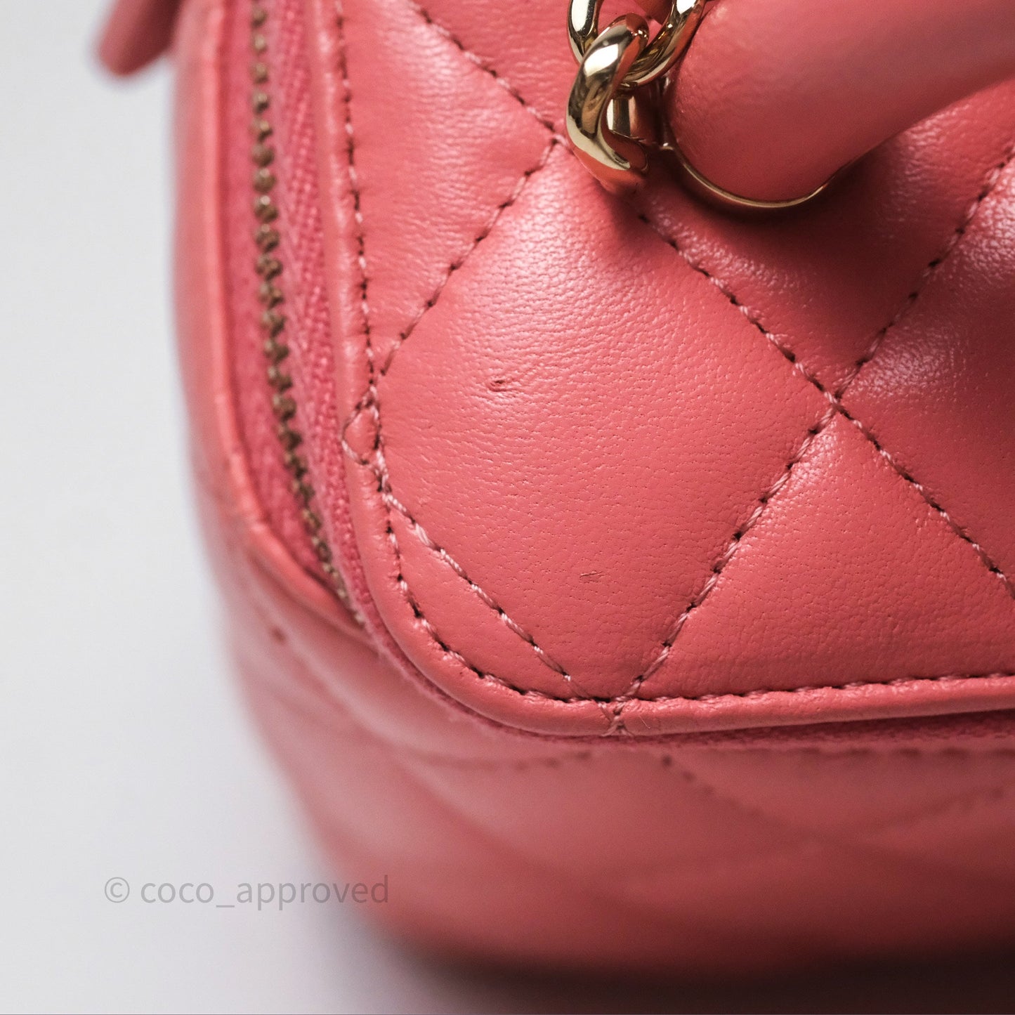 Chanel Vanity Rectangular Top Handle Pink Lambskin Gold Hardware
