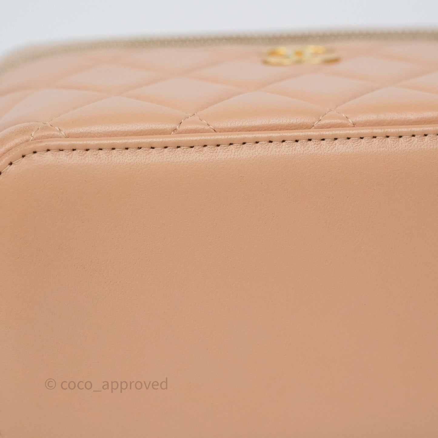 Chanel Top Handle Vanity with Chain Beige Lambskin Aged Gold Hardware