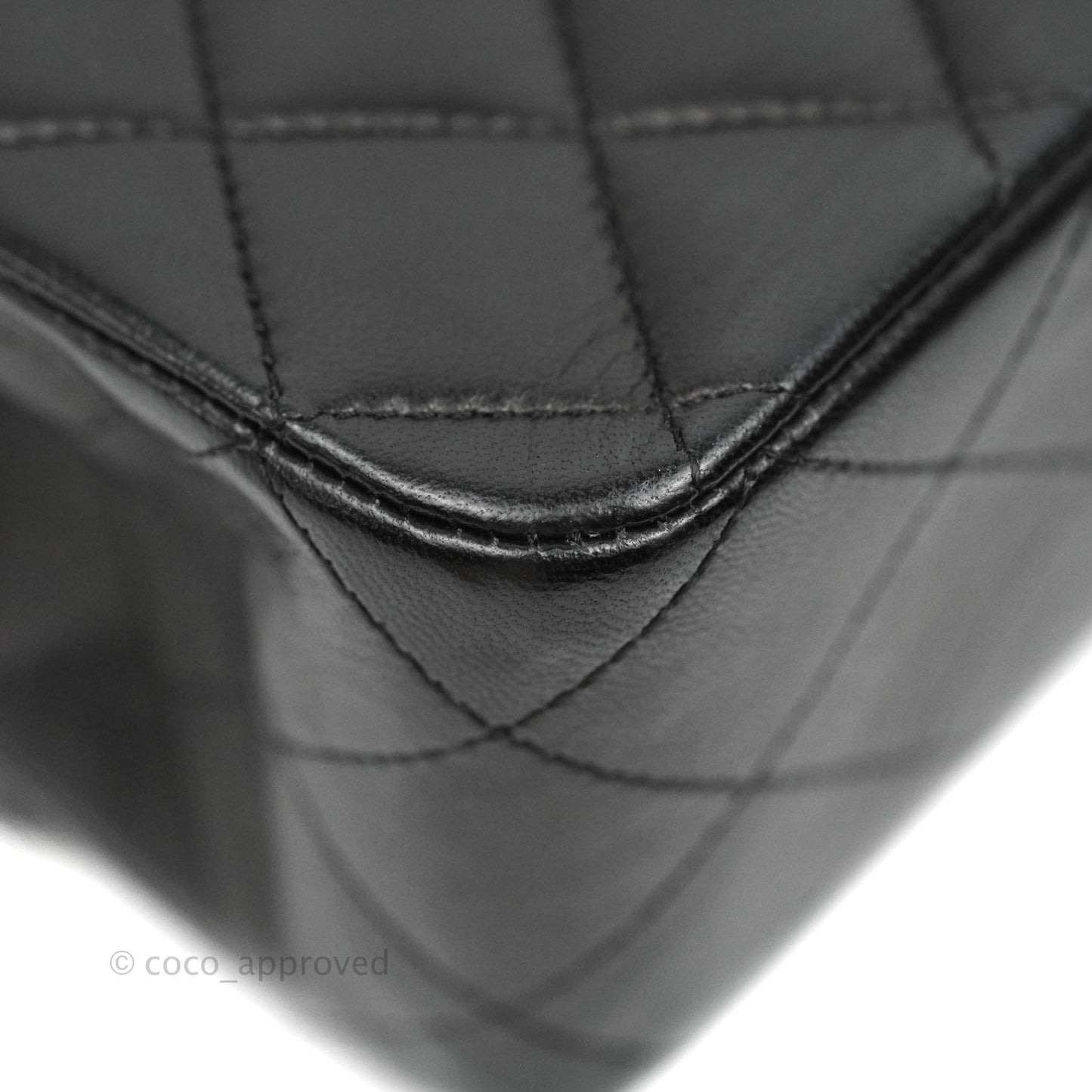 Chanel Classic M/L Medium Double Flap Black Lambskin Silver Hardware