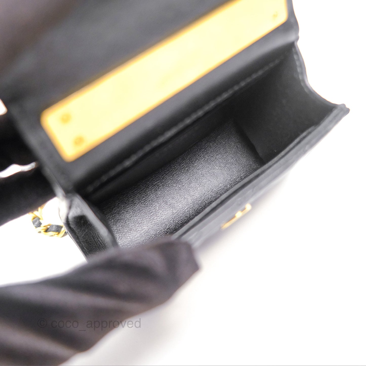 Chanel Mini Enamel Handle Clutch on Chain Black Lambskin Gold Hardware 22B