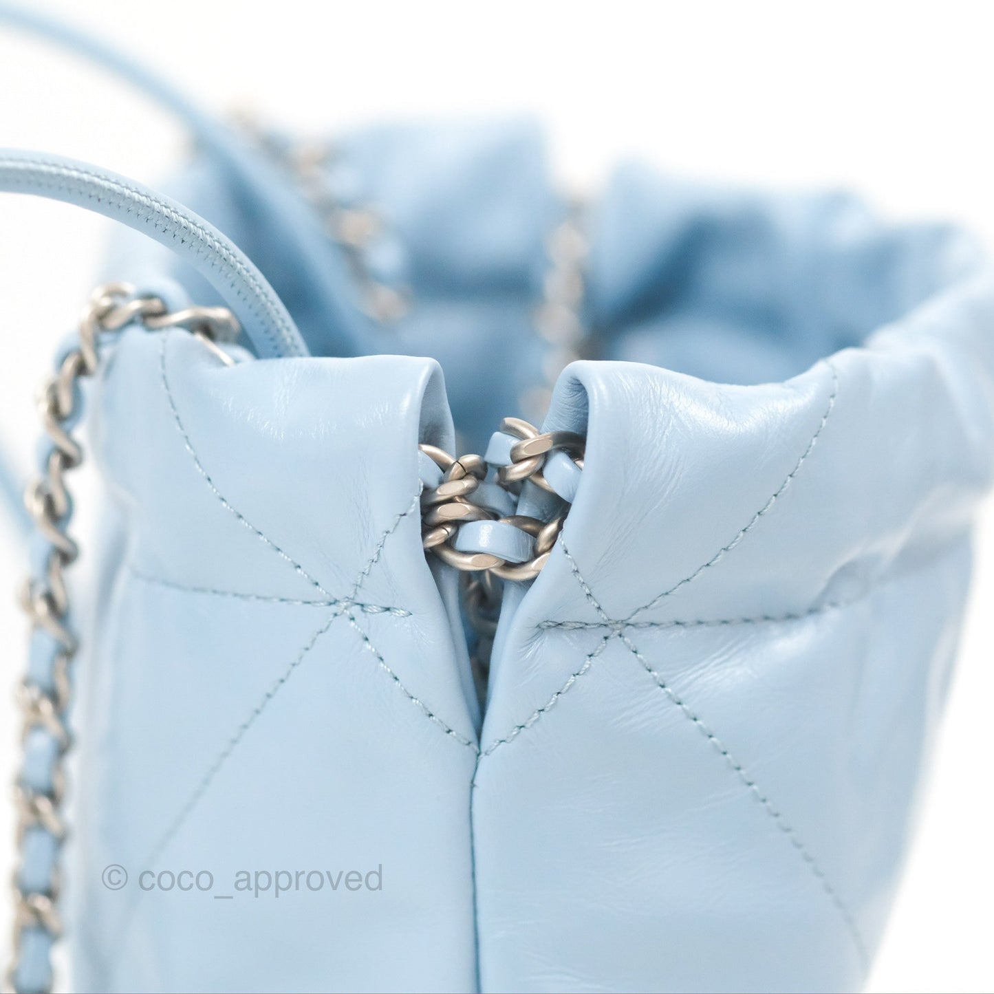 Chanel 22 Mini Bag Light Blue Crumpled Calfskin