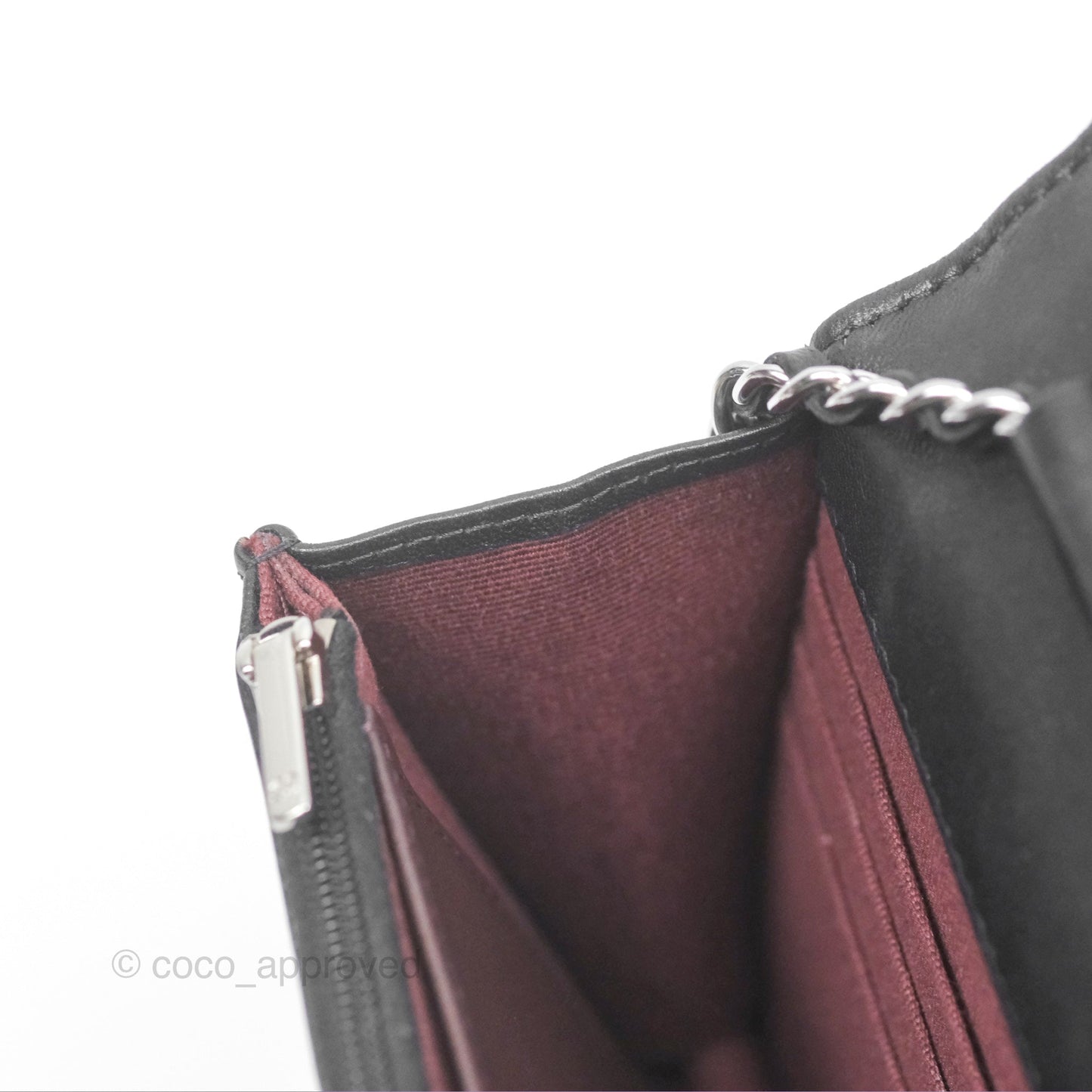 Chanel Quilted Classic Wallet on Chain WOC Black Lambskin Silver Hardware