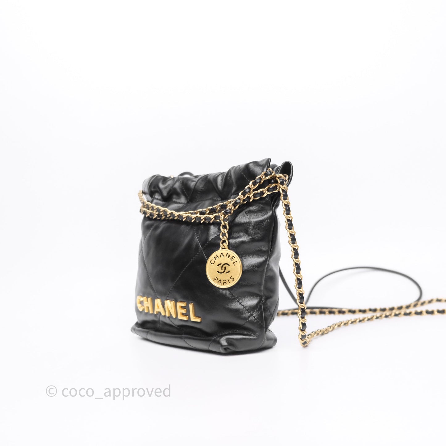Chanel 22 Mini Bag Black Crumpled Calfskin