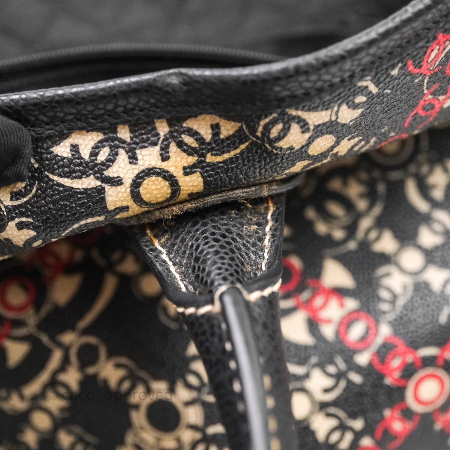 Chanel CC Print Logo Tote Bag Black