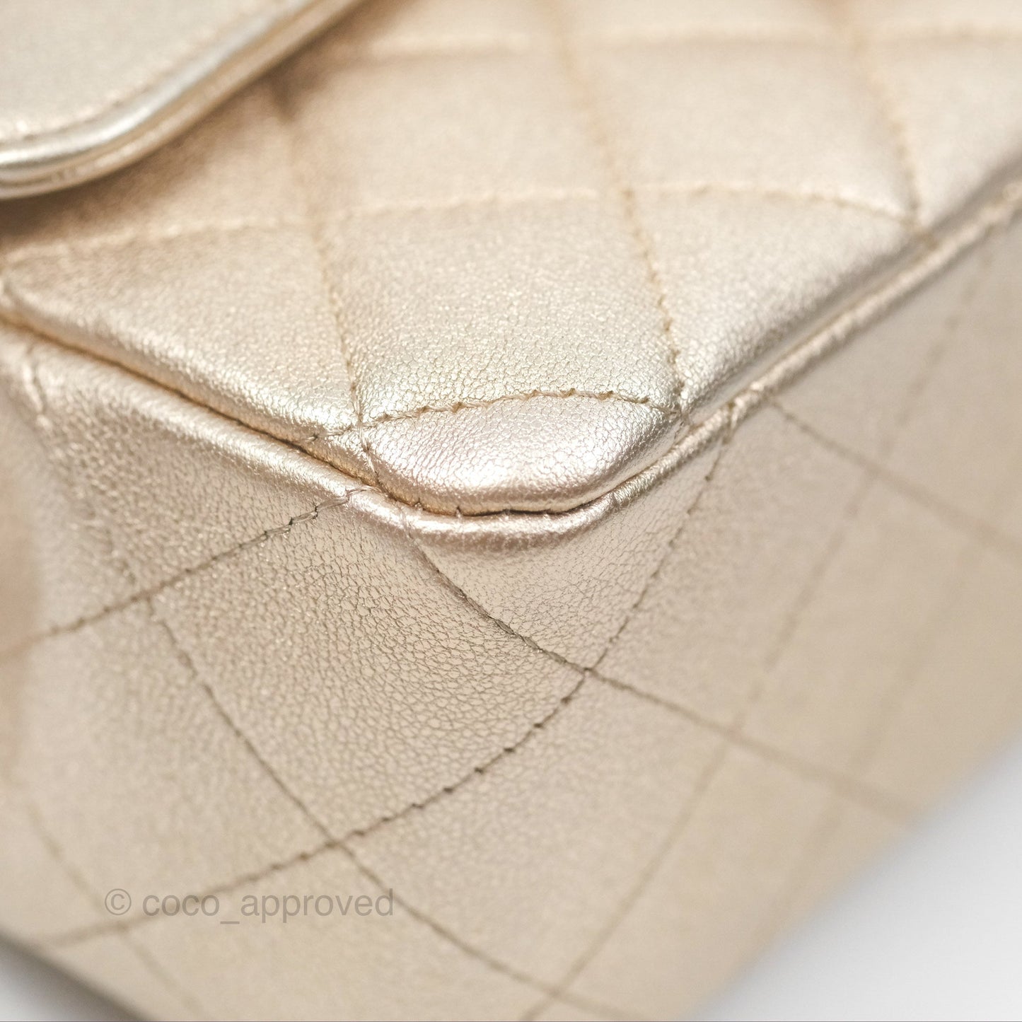 Chanel Quilted Mini Rectangular Iridescent Gold Lambskin Gold Hardware