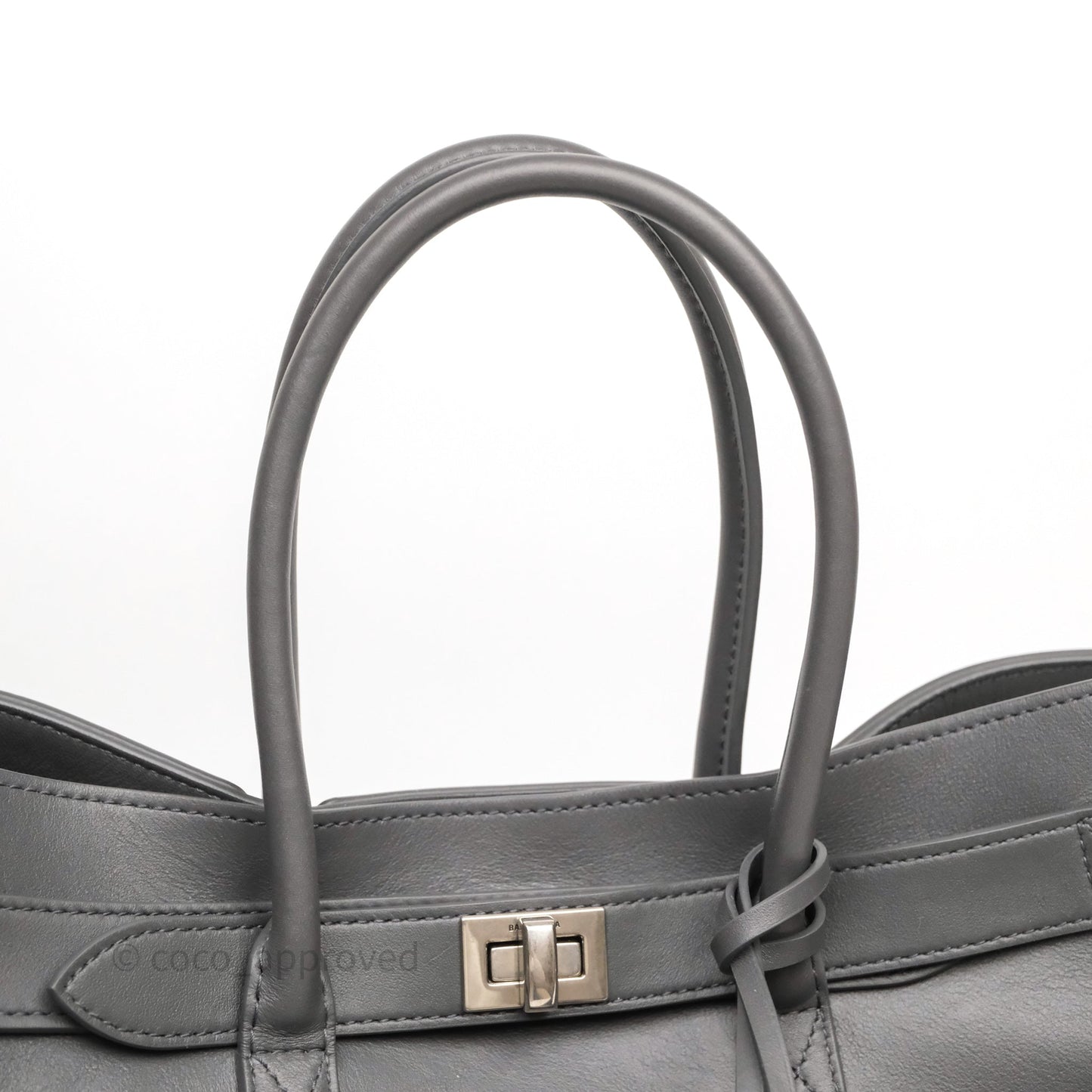 Balenciaga Small Bel Air Carry All Bag Grey Calfskin Silver Hardware