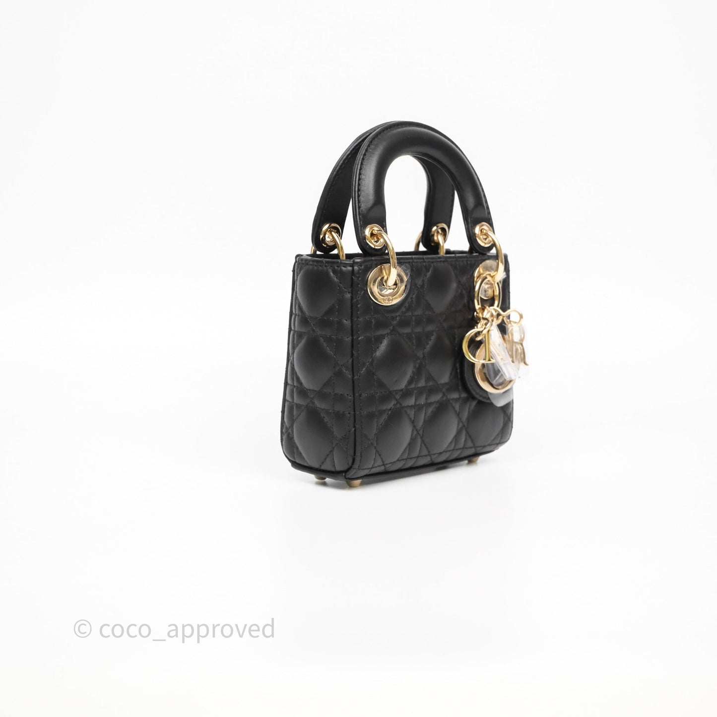 Christian Dior Micro Lady Dior Cannage Black Lambskin Gold Hardware
