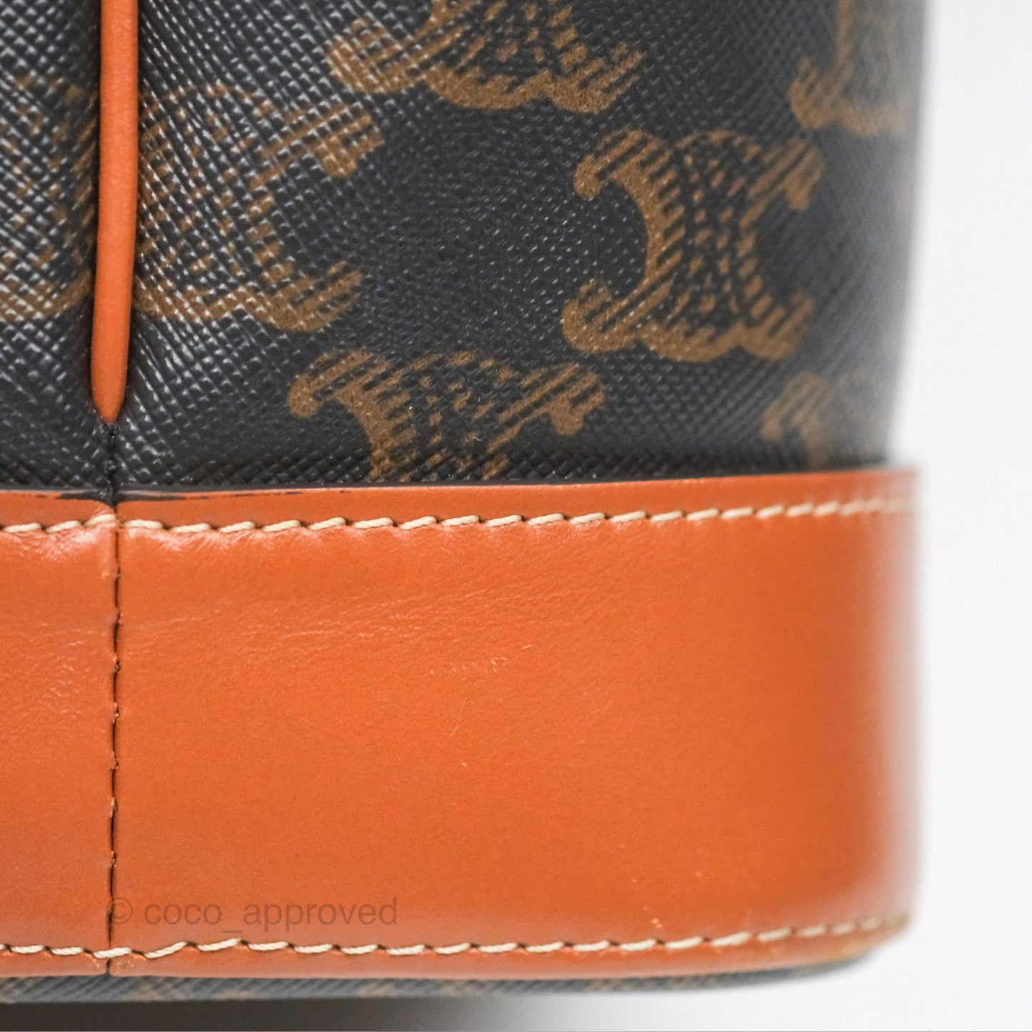 Celine Small Bucket Triomphe Canvas Tan Calfskin