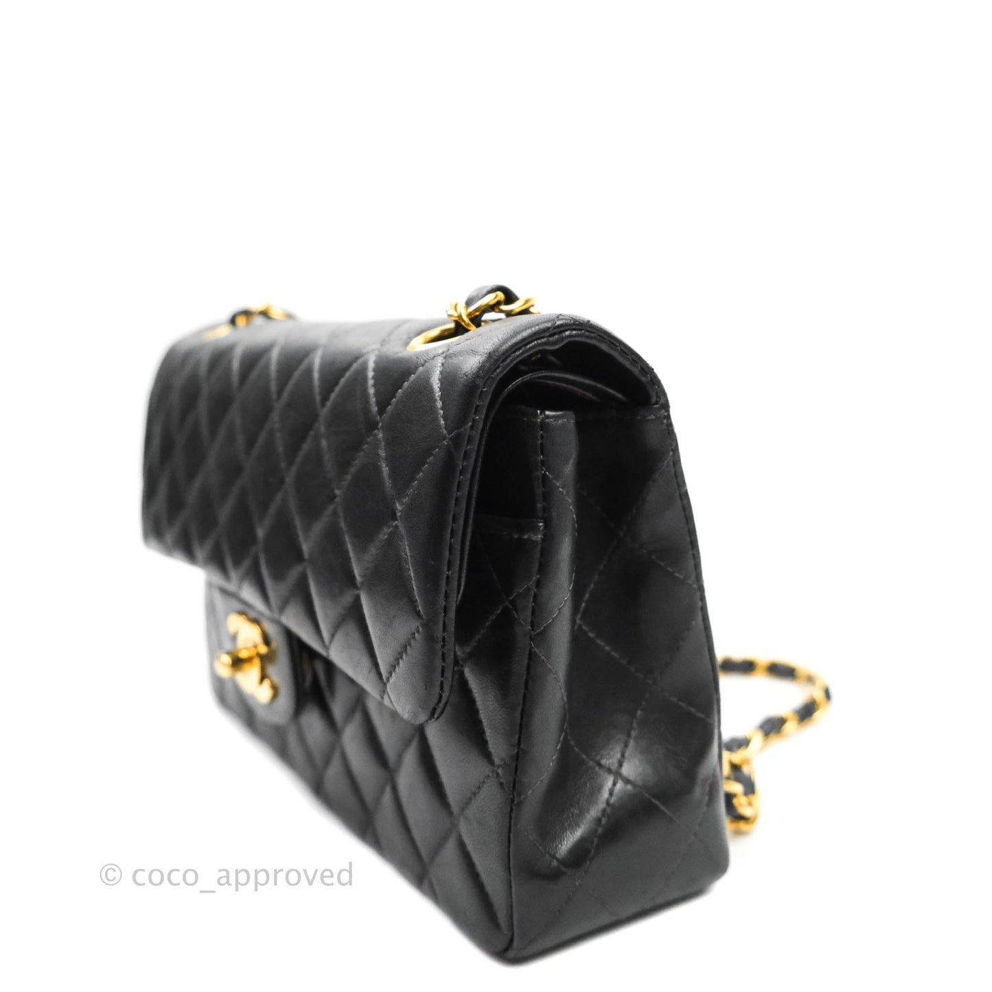 Chanel Classic Vintage Small S/M Flap Black Lambskin 24K Gold Hardware