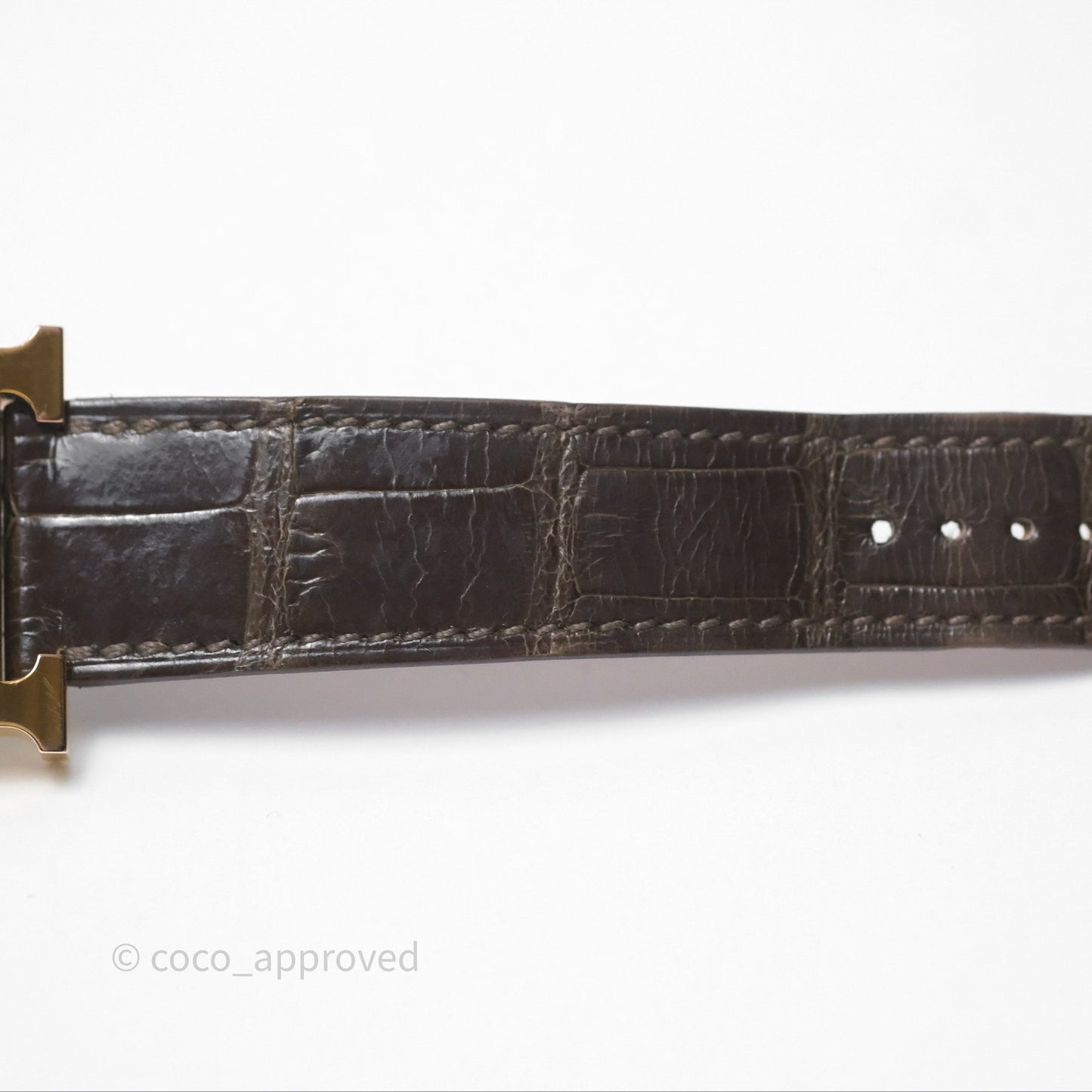 Hermès Heure H MM Watch Barenia Noir Alligator Gold Hardware