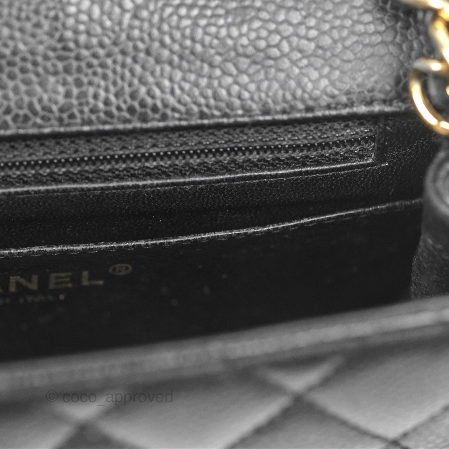 Chanel Vintage Mini Square Quilted Black Caviar Gold Hardware