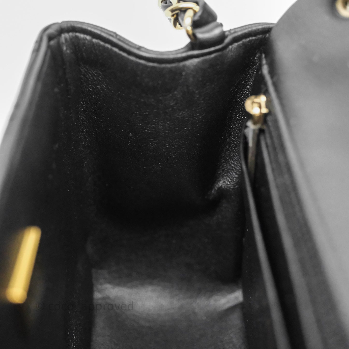 Chanel Mini Square Quilted Black Lambskin Gold Hardware