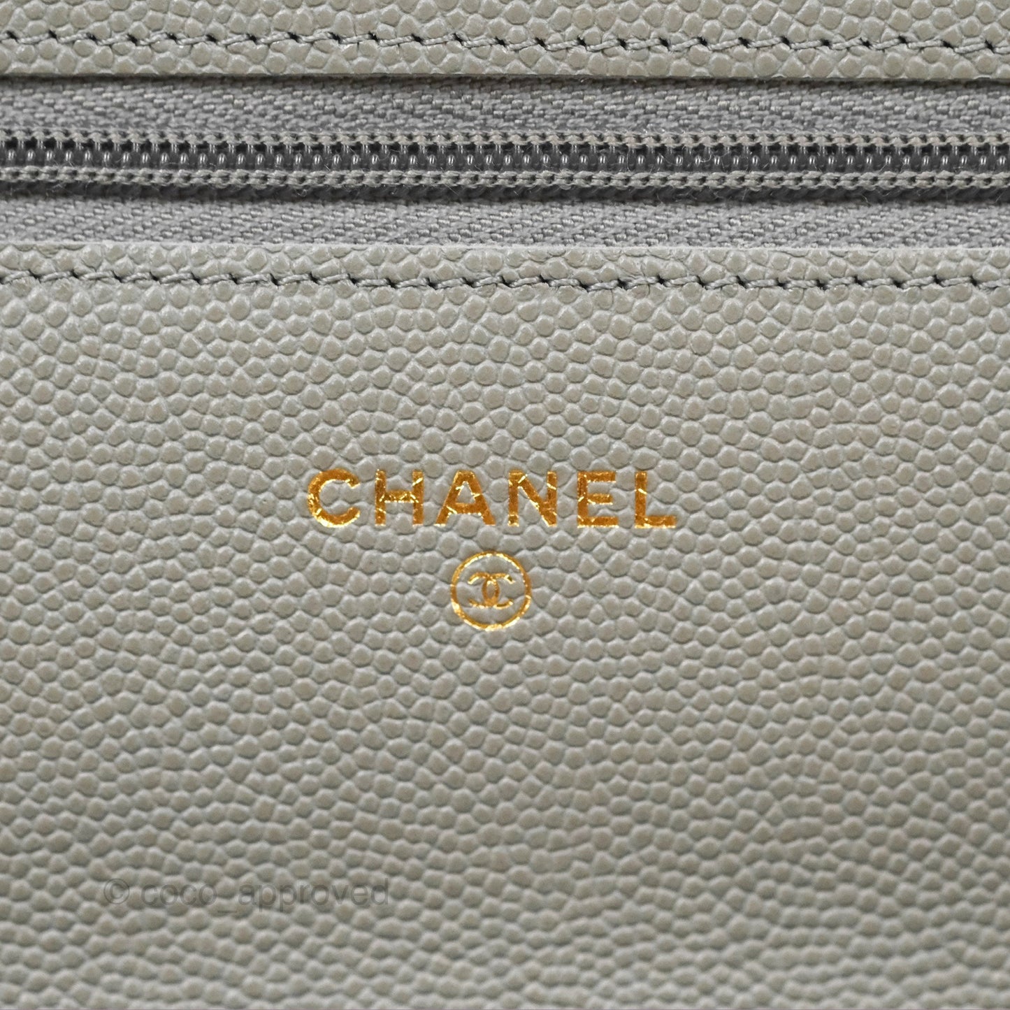 Chanel Quilted Classic Wallet On Chain WOC Grey Caviar Gold Hardware