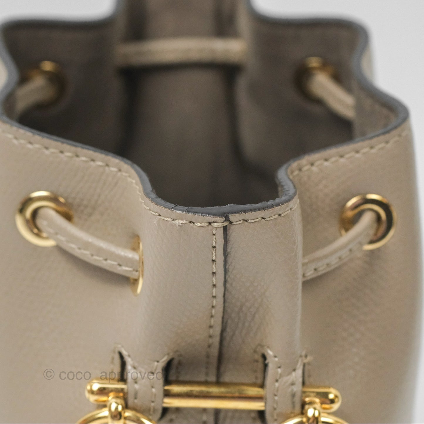 Fendi Mini Mon Tresor Bucket Bag Tortora Grained Calfskin