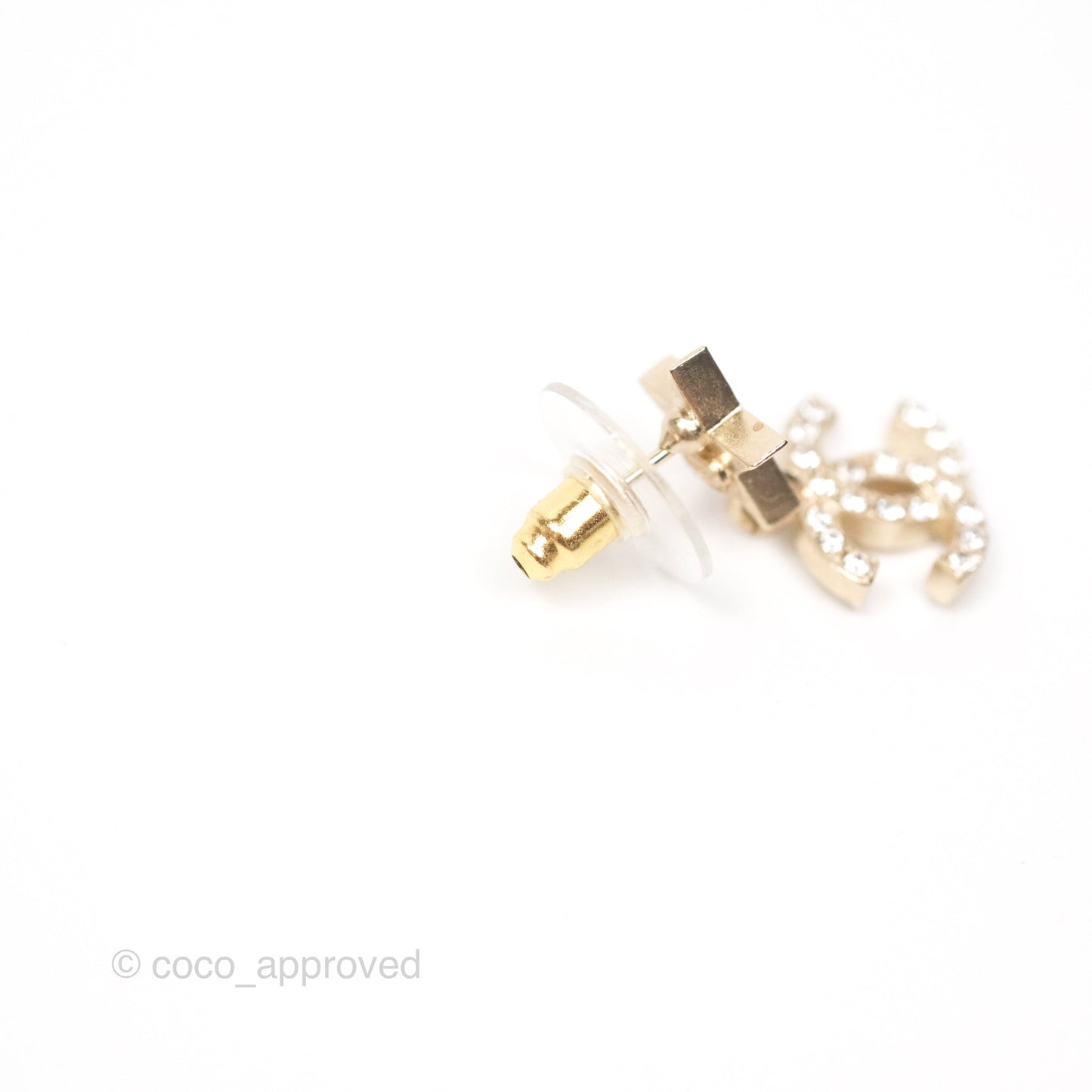Chanel Crystal CC Star Earrings Gold Tone 23A