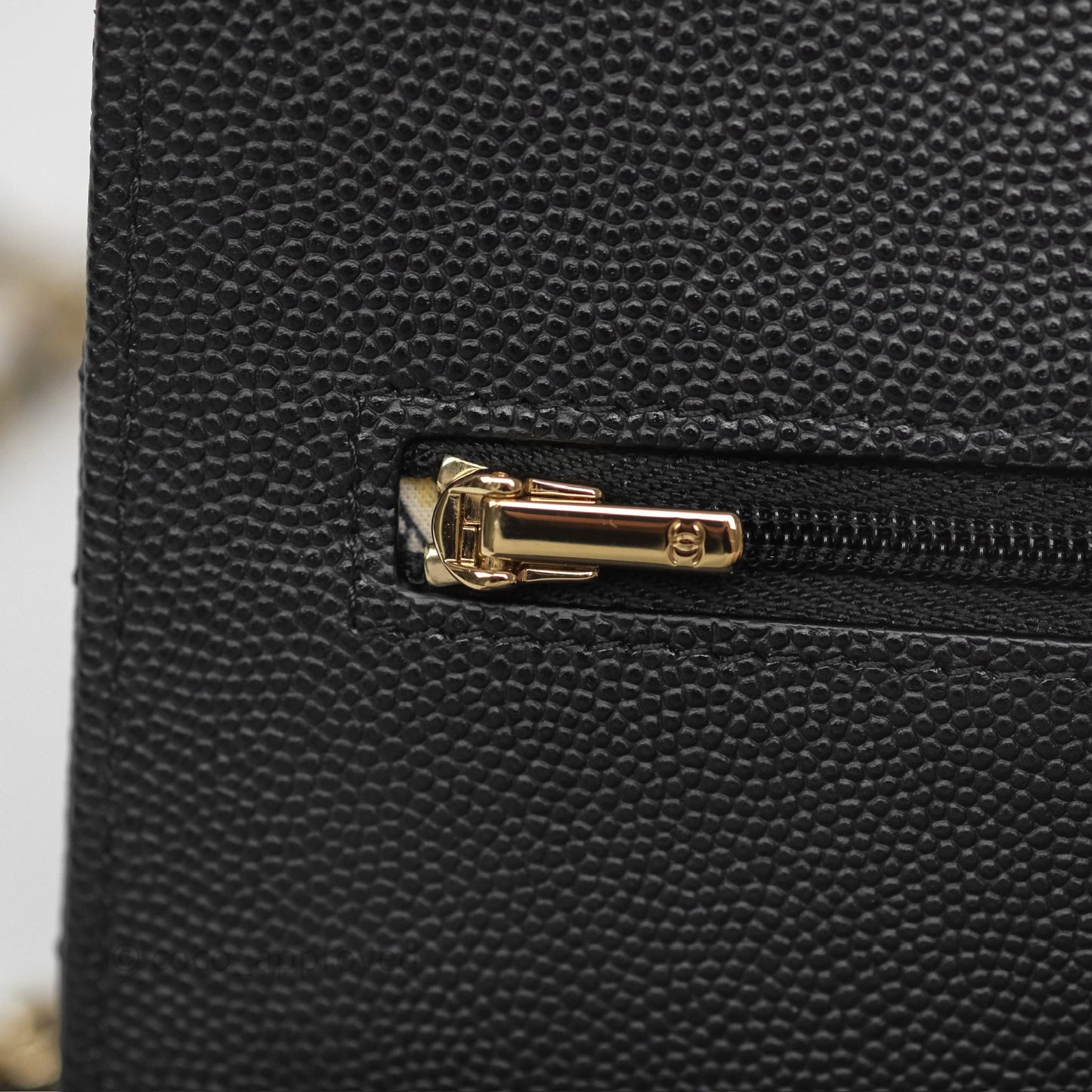 Chanel Wallet On Chain WOC Black Caviar Gold Hardware 23C