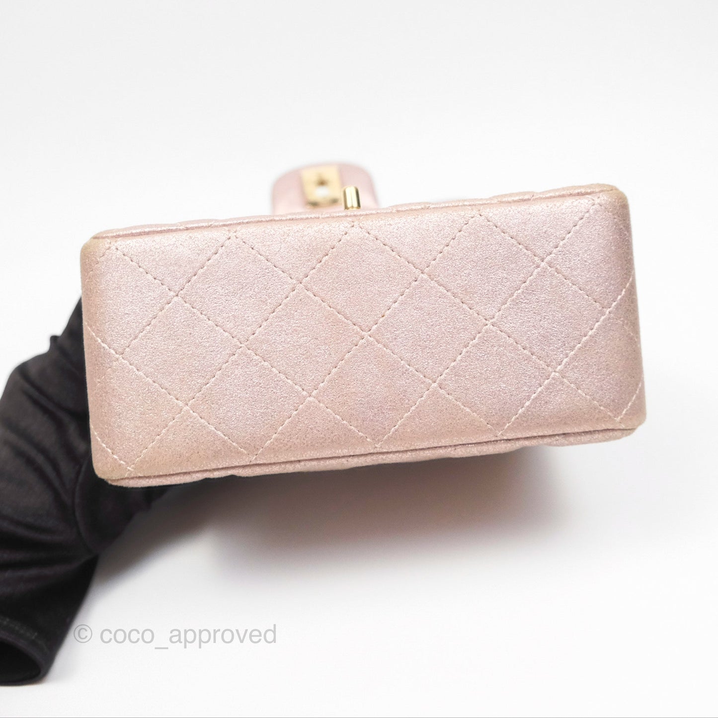 Chanel Mini Square Metallic Rose Gold Goatskin Gold Hardware 14B