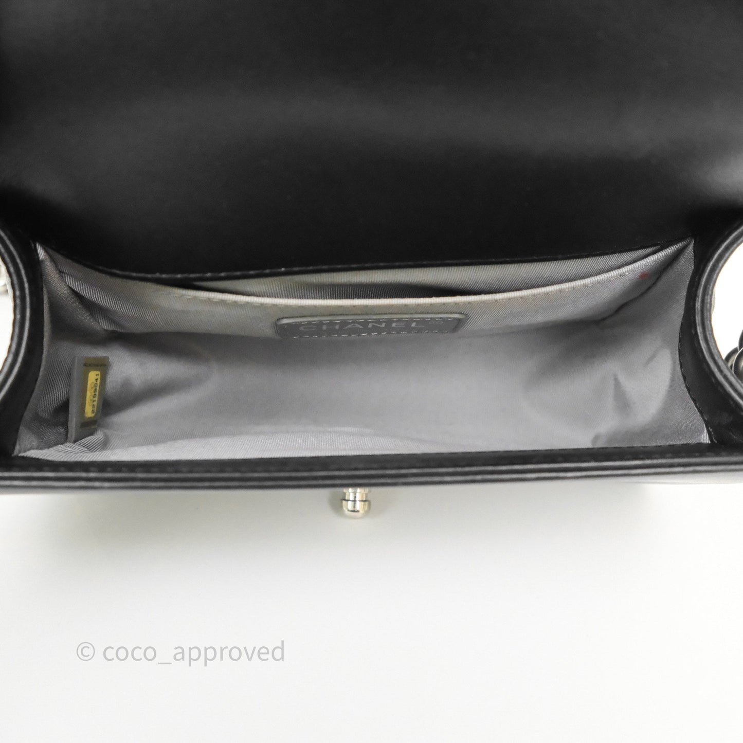 Chanel Small Boy Chevron Black Calfskin Silver Hardware