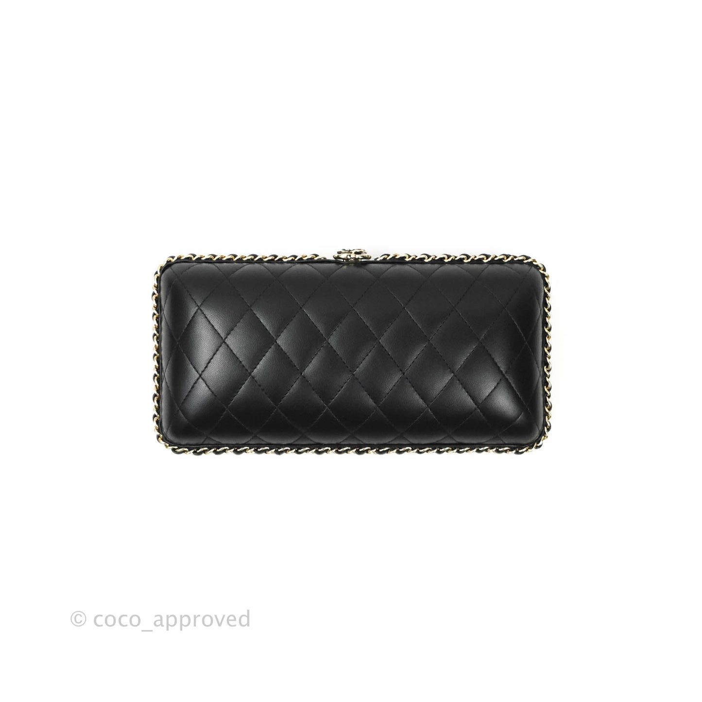 Chanel Quilted Chain Around Clutch Black Lambskin Gold Hardware