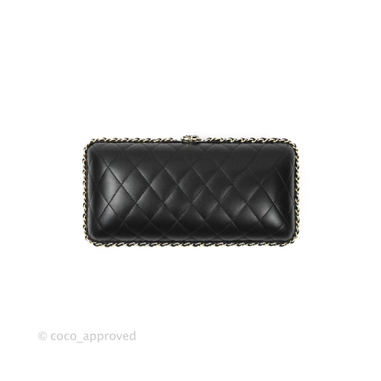 Chanel Quilted Chain Around Clutch Black Lambskin Gold Hardware