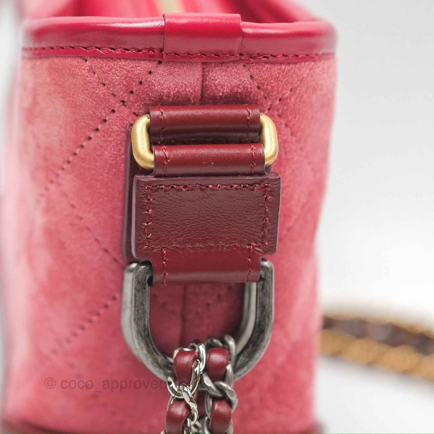 Chanel Small Gabrielle Hobo Quilted Red Velvet Aged Calfskin