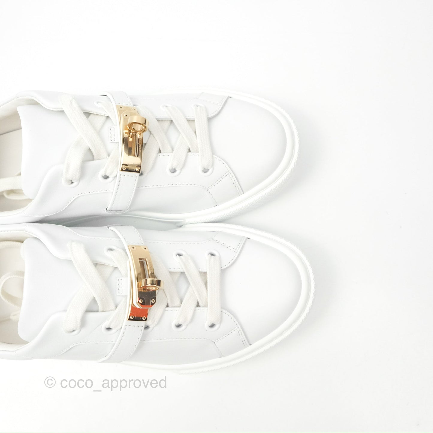 Hermès Day Sneakers White Calfskin Gold Hardware Size 35