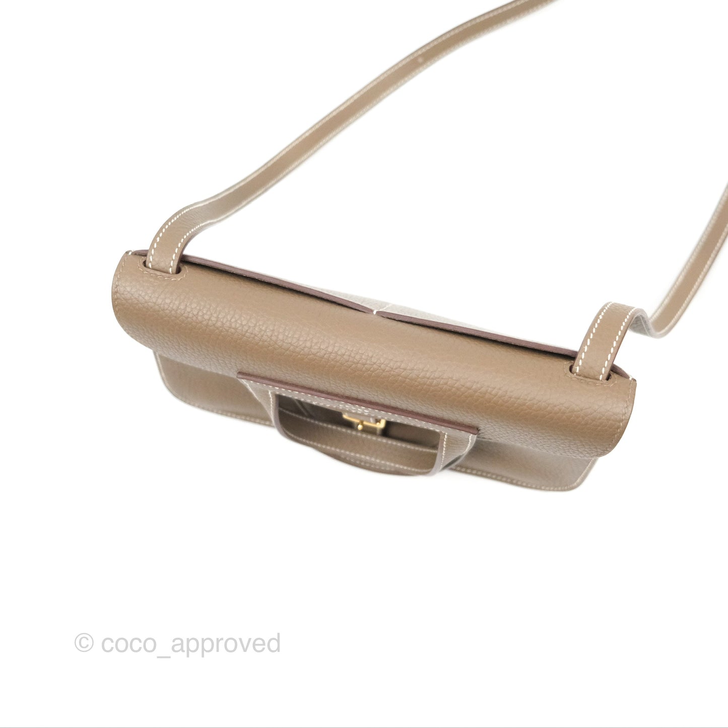Hermès Halzan 25 Etoupe Clemence Gold Hardware