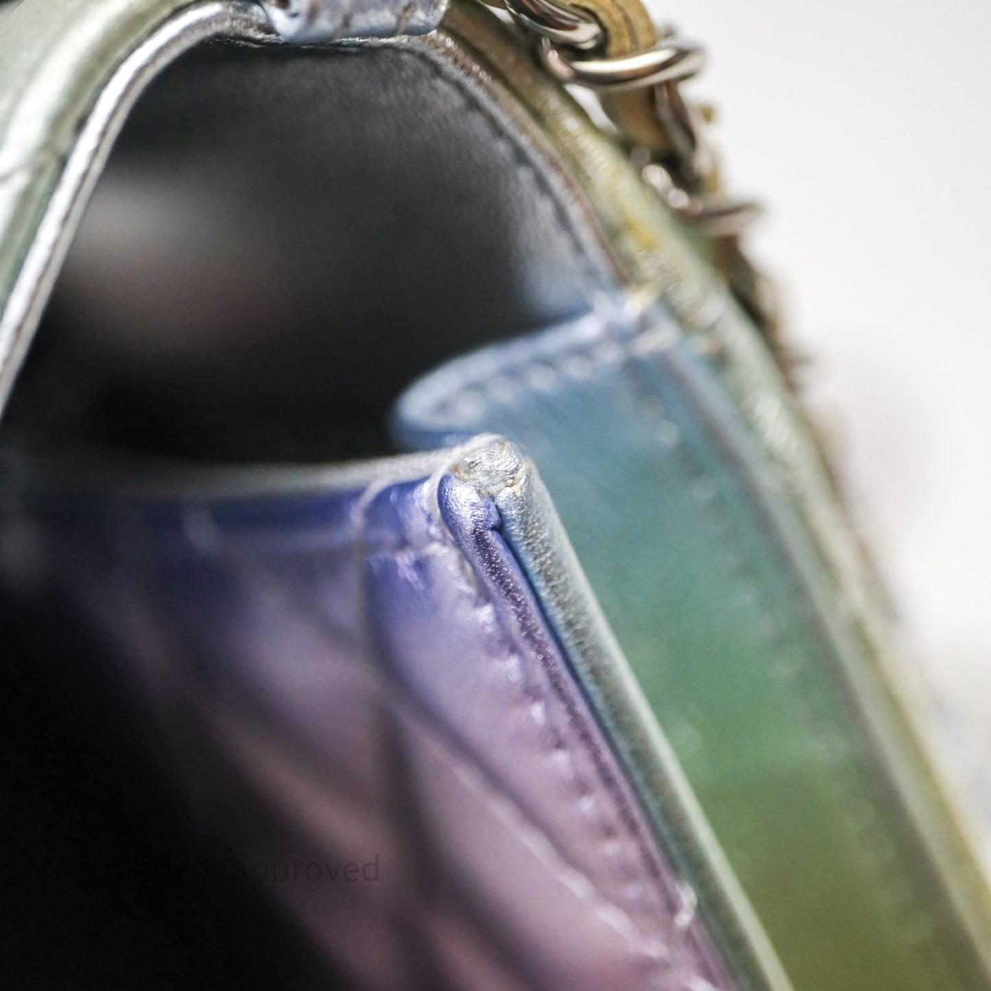 Chanel Classic Quilted Metallic Rainbow Lambskin Phone Holder Rainbow Hardware