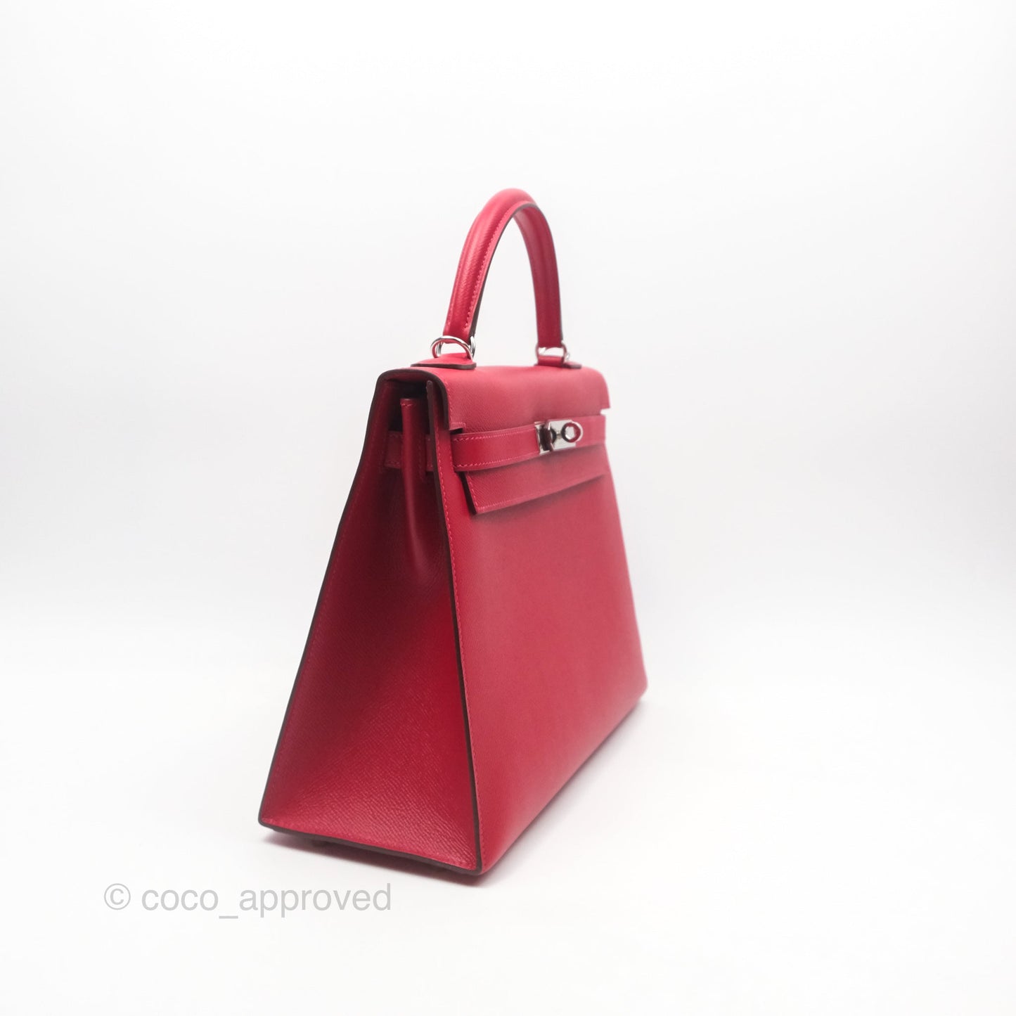 Hermès Kelly 32 Sellier Rouge Casaque Q5 Epsom Palladium Hardware