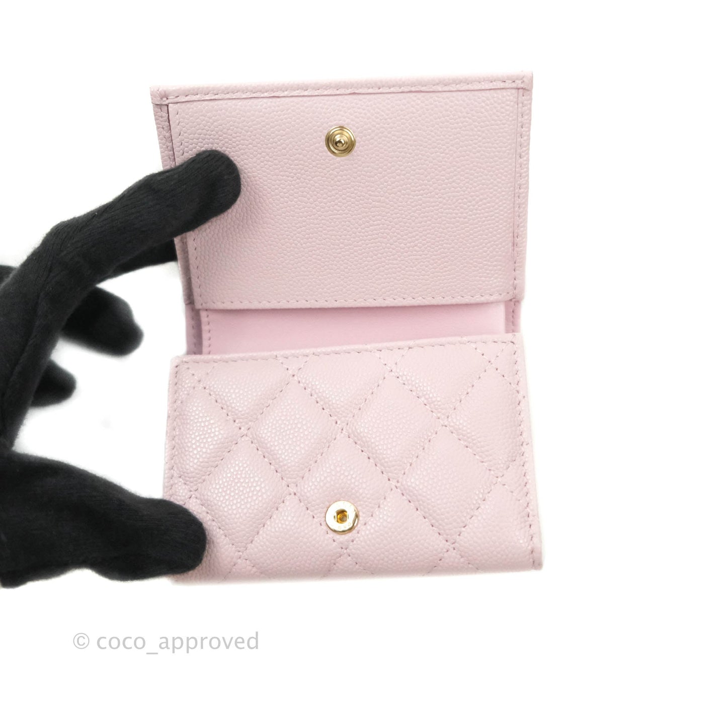 Chanel Quilted Small Classic Flap Trifold Wallet Rose Clair Caviar Gold Hardware 21S