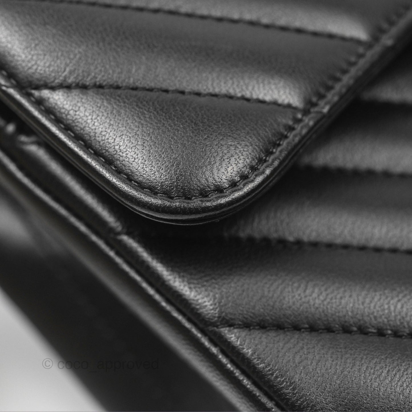 Chanel Small Classic Chevron Flap Black Lambskin Silver Hardware