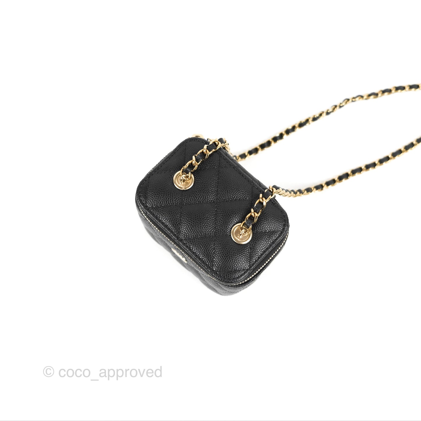 Chanel Mini Vanity With Chain Black Caviar Gold Hardware