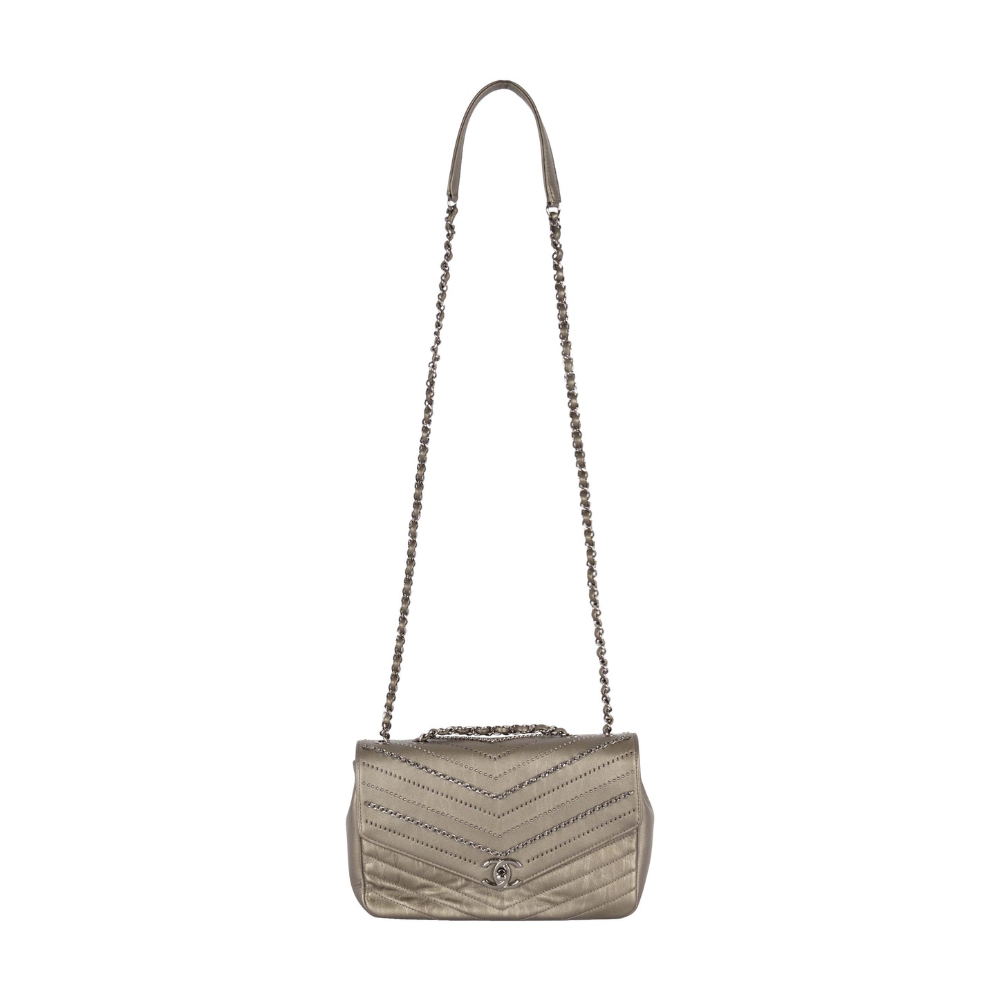 CHANEL Chanel Embelished 'Chain Sequins' Chevron Flap Bag