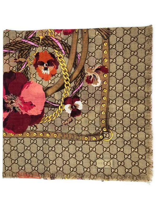 Luxury Gucci Trending 2025 GG Flower Square Shawl Wool Muffler Red