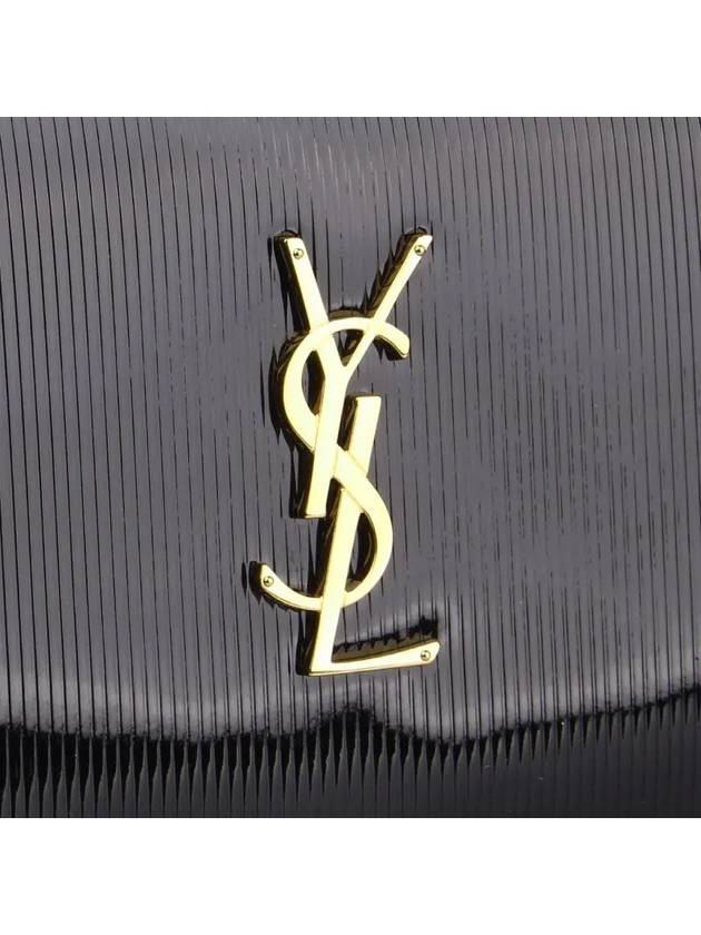 Luxury Saint Laurent Cassandre Chain Long Wallet Black