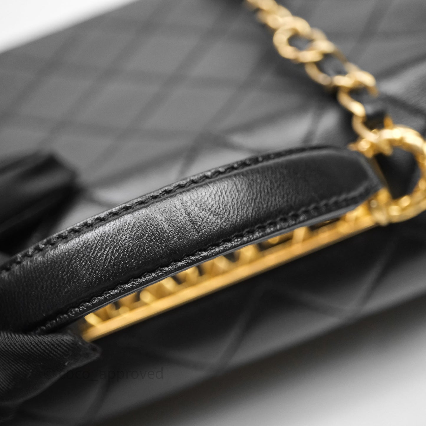 Chanel Trendy Spirit Top Handle Black Flap Bag Calfskin Gold Hardware