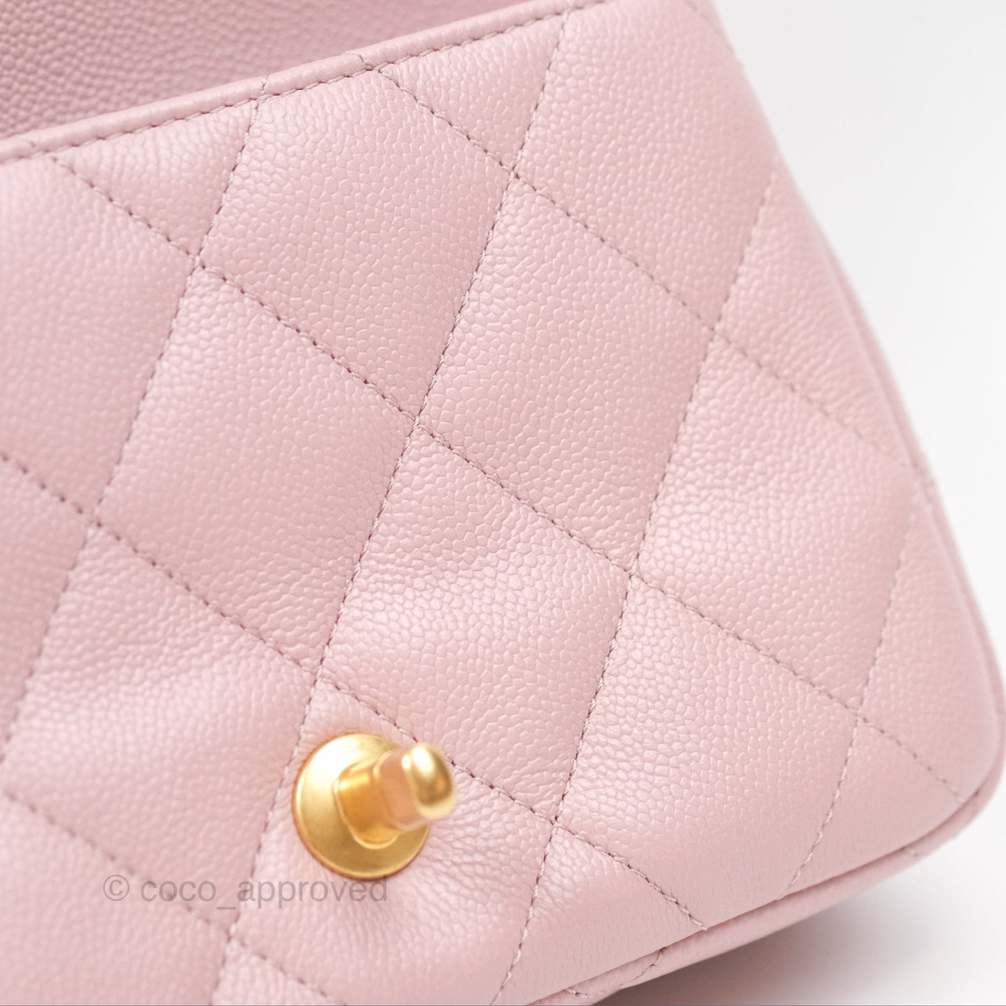 Chanel Mini Flap Bag Heart Adjustable Chain Dusty Pink Caviar Aged Gold Hardware