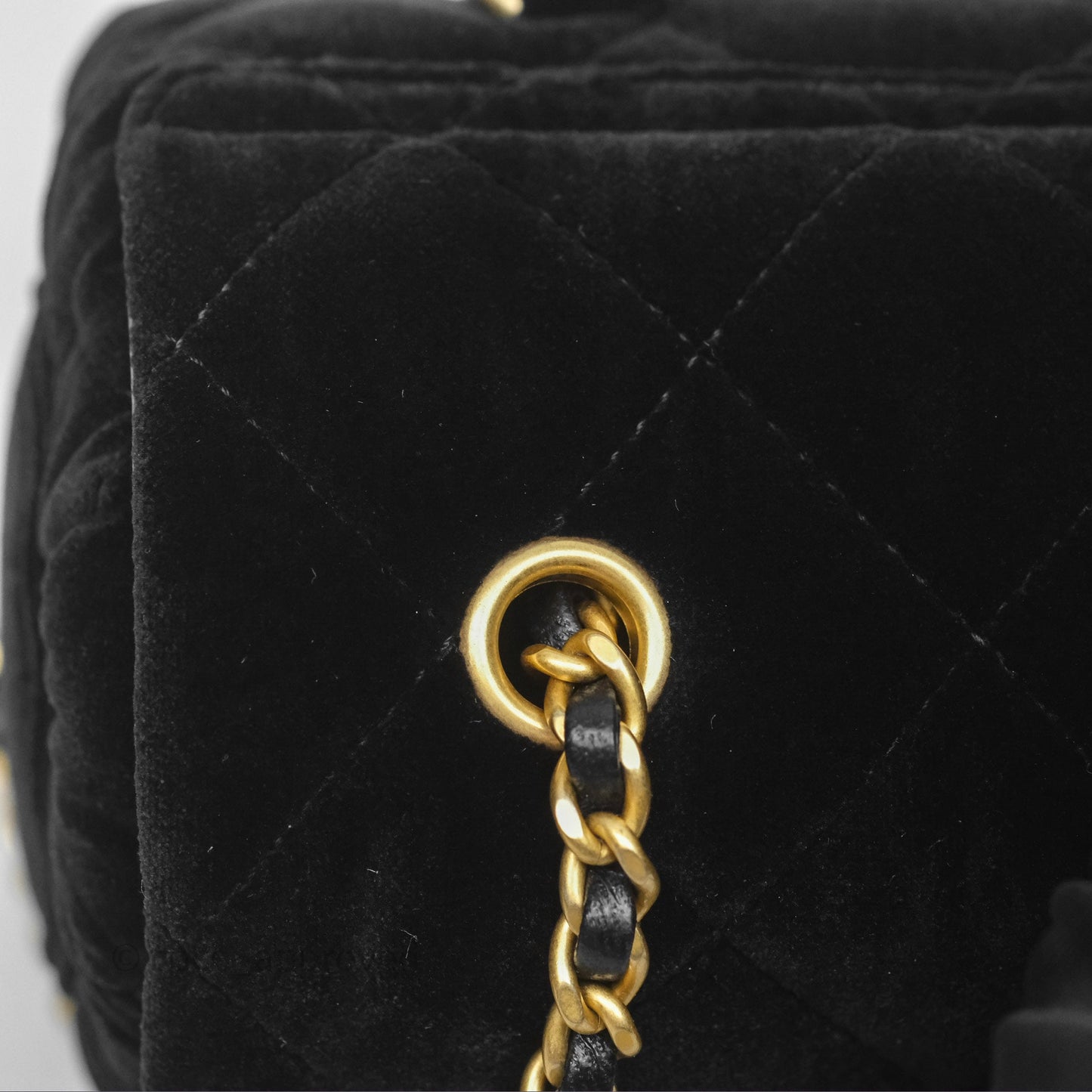 Chanel Velvet Mini Bag Black Gold Hardware